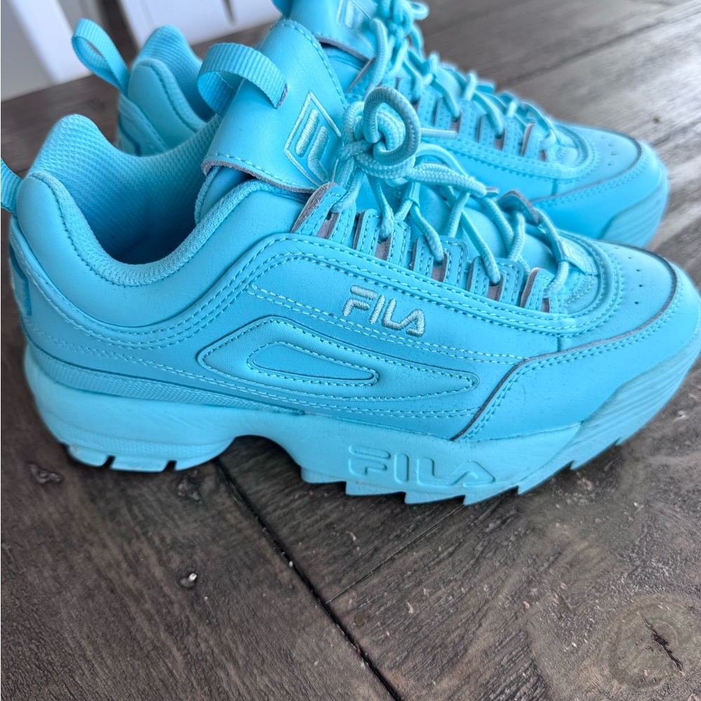 FILA Disruptor II Chunky Sneakers in Aqua Blue - Picture 7 of 8
